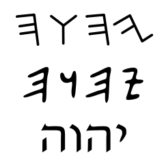 Тетраграмматон YHWH на финикийском, древнееврейском и арамейском алфавите