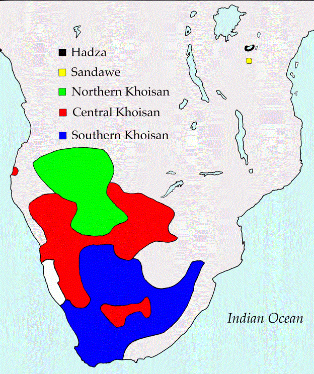 Койсанские (бушмено-готтентотские) языки (карта)