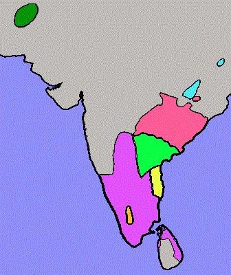Карта распространения дравидских языков