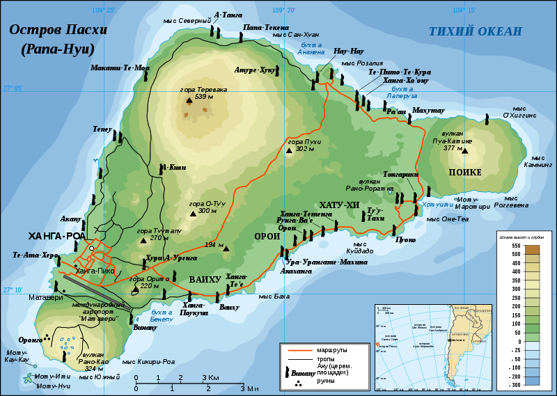 Карта острова Пасхи - Рапа-Нуи (взято с sborkus.narod.ru)