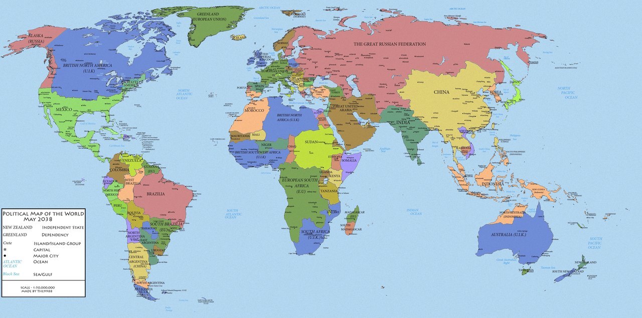 Политическая карта мира в 2028 году по предсказаниям футурологов