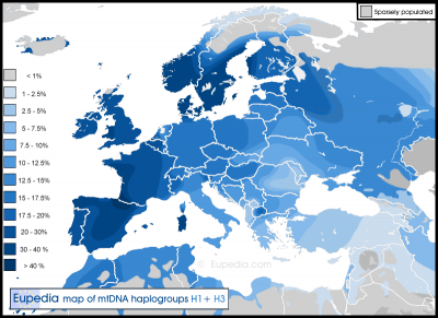 Митохондриальные популяции H1 и H3 в Европе