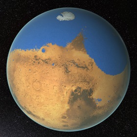 Палеоокеан в Северном полушарии древнего Марса