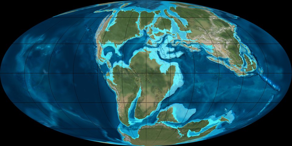 Континенты в меле (120 млн. лет назад)