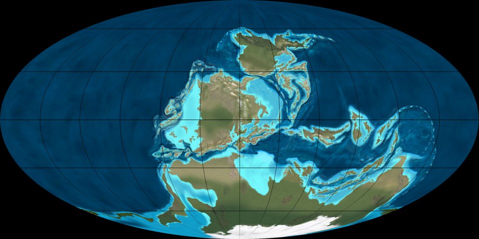 Материки Земли в карбоне (340 млн. лет назад)