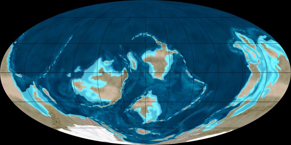 Материки Земли в ордовике (470 млн. лет назад)