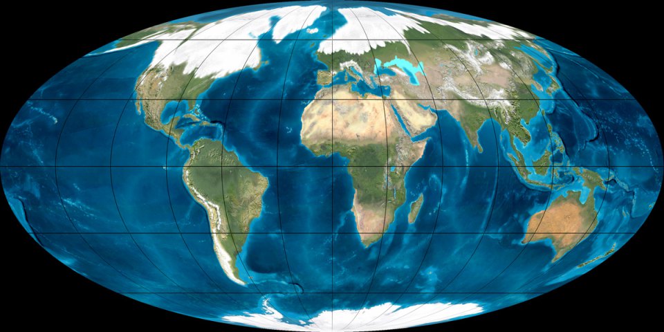 Материки Земли в плейстоцене (50 тыс. лет назад)