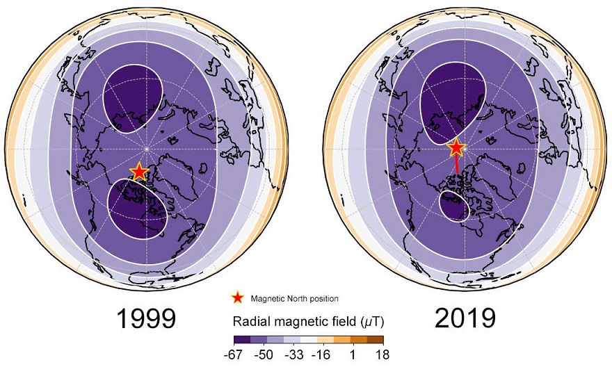 Движение северного магнитного полюса Земли