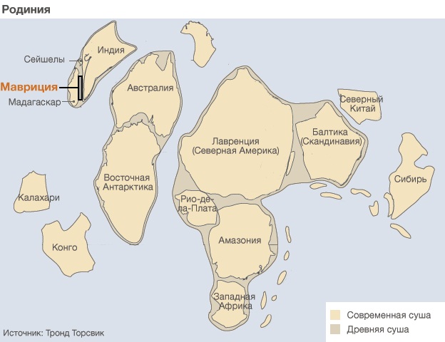 Распад сверхматерика Родинии (750 млн лет назад)