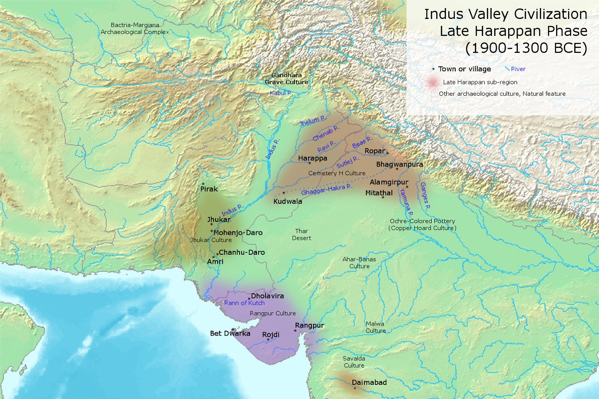 Цивилизация Долины Инда - поздняя фаза (1900 - 1300 лет до н. э.)