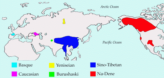 Аркалы распрстранения дене-кавказских языков