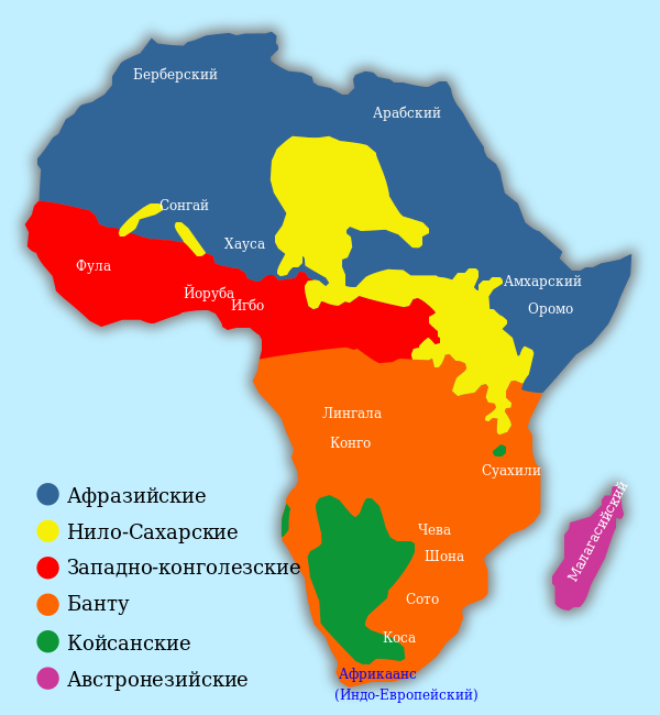 Карта языковых семей африки