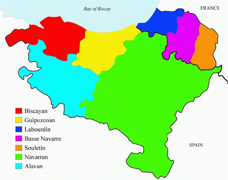 Баскский язык с диалектами (карта)