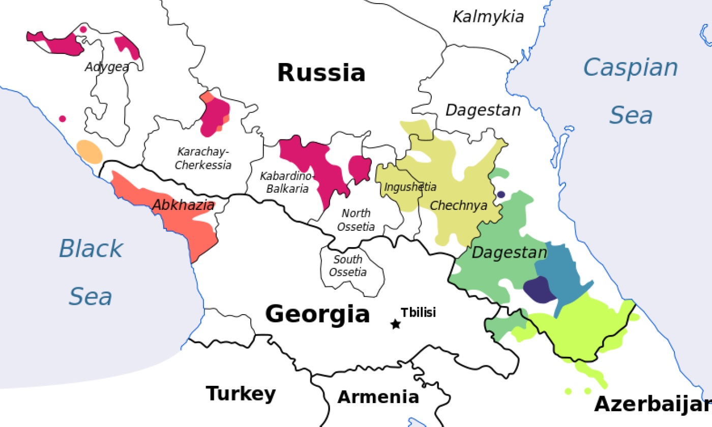 Карта северокавказских языков