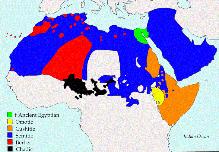Карта распространения афразийских языков