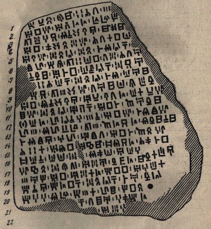 Текст 1 на камне кипрским силлабарием