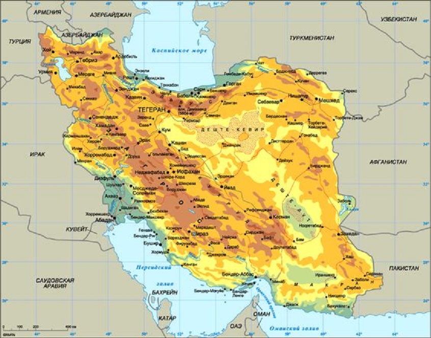 Физическая карта Ирана